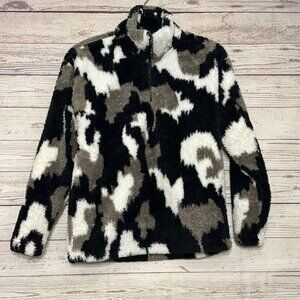 Eddie Bauer Fleece Calico Quarter‎ Zip Pull Over Sweater Small